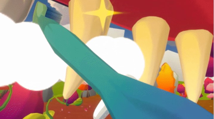 Brushing dinosaur teeth from inside their mouth